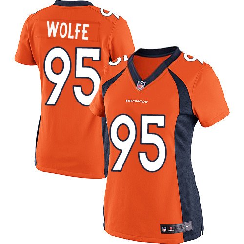 Women's Limited Derek Wolfe Nike Jersey Orange Home - #95 NFL Denver Broncos